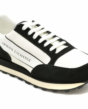 Comandă Încălțăminte Damă, la Reducere  Pantofi sport ARMANI EXCHANGE albi, XUX083, din material textil si piele naturala Branduri de top ✓