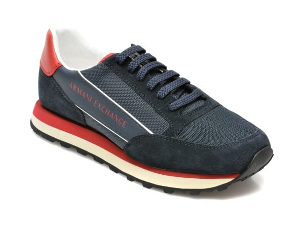 Comandă Încălțăminte Damă, la Reducere  Pantofi sport ARMANI EXCHANGE bleumarin, XUX083, din material textil si piele naturala Branduri de top ✓
