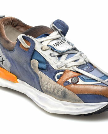 Comandă Încălțăminte Damă, la Reducere  Pantofi sport GRYXX albastri, VT25M2, din material textil si piele naturala Branduri de top ✓