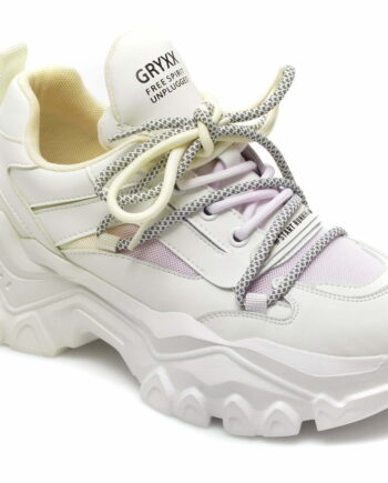 Comandă Încălțăminte Damă, la Reducere  Pantofi sport GRYXX albi, Q2152, din material textil si piele naturala Branduri de top ✓