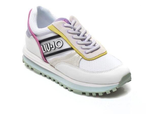 Comandă Încălțăminte Damă, la Reducere  Pantofi sport LIU JO albi, WONUP03, din material textil si piele naturala Branduri de top ✓