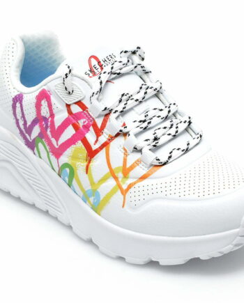 Comandă Încălțăminte Damă, la Reducere  Pantofi sport SKECHERS albi, UNO LITES, din piele ecologica Branduri de top ✓