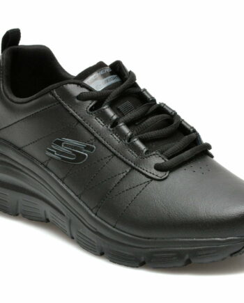 Comandă Încălțăminte Damă, la Reducere  Pantofi sport SKECHERS negri, FASHION FIT, din piele naturala Branduri de top ✓
