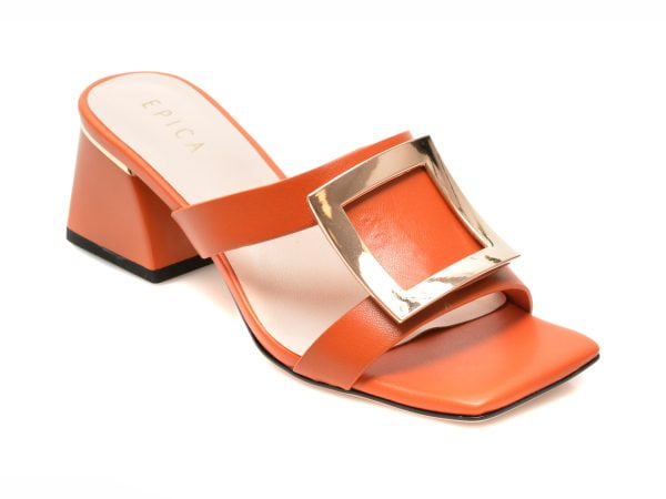 Comandă Încălțăminte Damă, la Reducere  Papuci EPICA portocalii, H2609, din piele naturala Branduri de top ✓