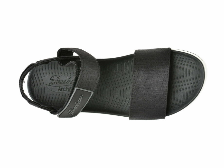 Comandă Încălțăminte Damă, la Reducere  Sandale SKECHERS negre, ARCH FIT SUNSHINE, din material textil Branduri de top ✓
