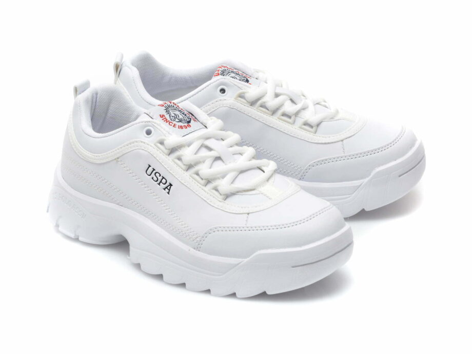 Comandă Încălțăminte Damă, la Reducere  Pantofi sport US POLO ASSN albi, MEIKO, din piele ecologica Branduri de top ✓