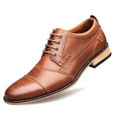 Comandă Încălțăminte Damă, la Reducere  Men Stitching Comfy Non Slip Lace Up Business Casual Formal Shoes Branduri de top ✓