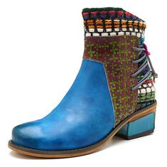 Comandă Încălțăminte Damă, la Reducere  SOCOFY Women Handmade Weave Ankle Boots Branduri de top ✓