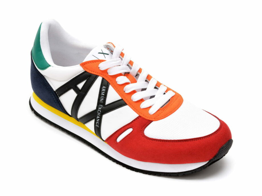 Comandă Încălțăminte Damă, la Reducere  Pantofi sport ARMANI EXCHANGE albi, XUX0179, din piele ecologica si material textil Branduri de top ✓
