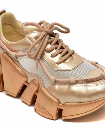 Comandă Încălțăminte Damă, la Reducere  Pantofi sport GRYXX aurii, P1410, din material textil si piele naturala Branduri de top ✓