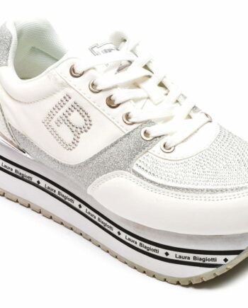 Comandă Încălțăminte Damă, la Reducere  Pantofi sport LAURA BIAGIOTTI albi, 7524, din piele ecologica Branduri de top ✓