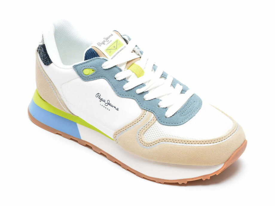 Comandă Încălțăminte Damă, la Reducere  Pantofi sport PEPE JEANS albastri, LS31328, din material textil si piele naturala Branduri de top ✓