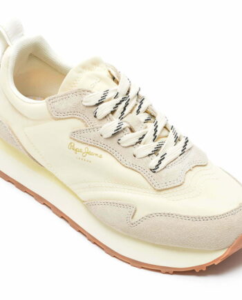 Comandă Încălțăminte Damă, la Reducere  Pantofi sport PEPE JEANS bej, LS31329, din material textil si piele intoarsa Branduri de top ✓
