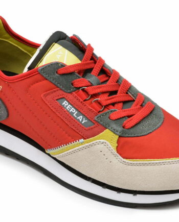 Comandă Încălțăminte Damă, la Reducere  Pantofi sport REPLAY rosii, MS2M16T, din material textil si piele naturala Branduri de top ✓