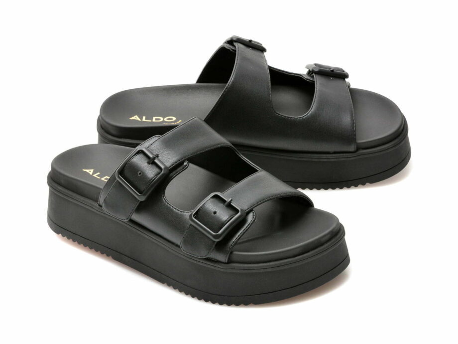 Comandă Încălțăminte Damă, la Reducere  Papuci ALDO negre, JIKA007, din piele ecologica Branduri de top ✓