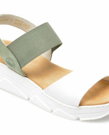 Comandă Încălțăminte Damă, la Reducere  Sandale RIEKER albe, V2001, din piele ecologica Branduri de top ✓