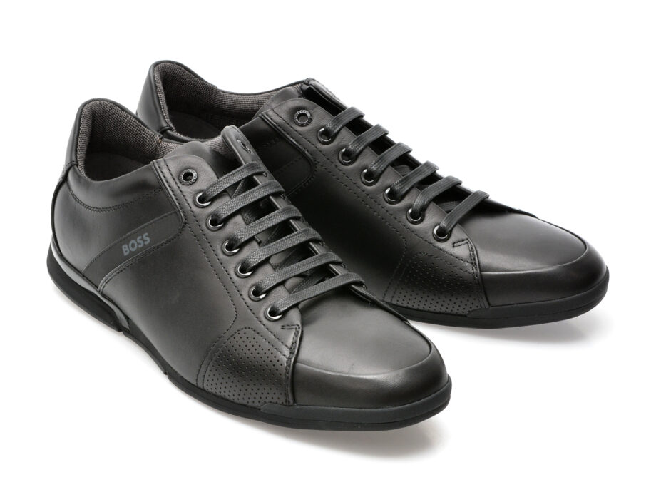 Comandă Încălțăminte Damă, la Reducere  Pantofi HUGO BOSS negri, 1262, din piele naturala Branduri de top ✓