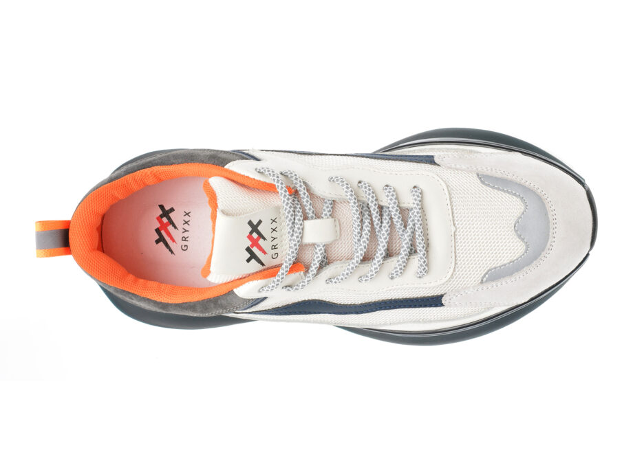 Comandă Încălțăminte Damă, la Reducere  Pantofi sport GRYXX albi, 22062, din material textil si piele naturala Branduri de top ✓