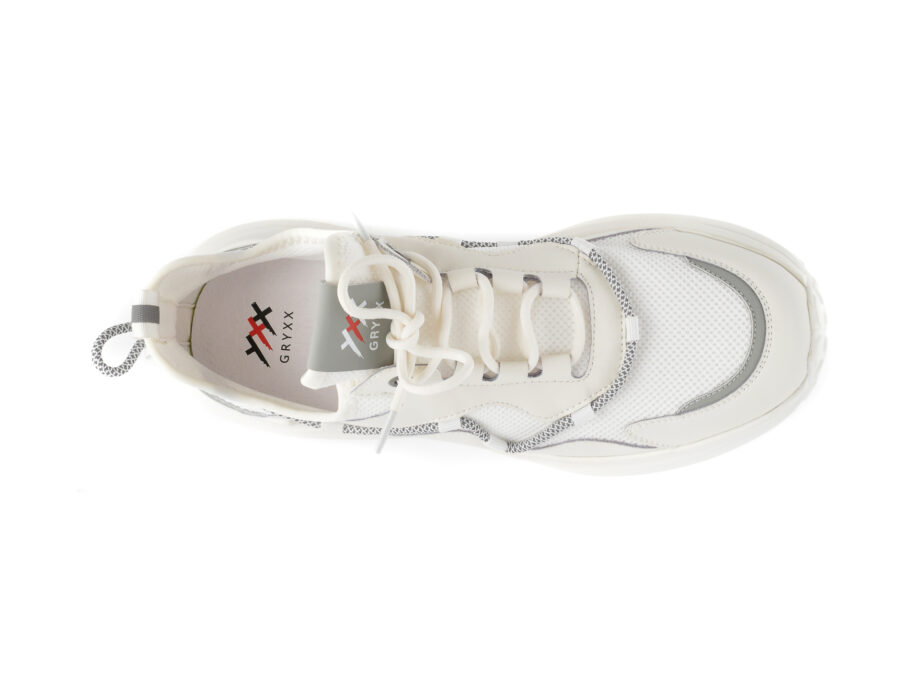 Comandă Încălțăminte Damă, la Reducere  Pantofi sport GRYXX albi, 7753, din material textil si piele naturala Branduri de top ✓