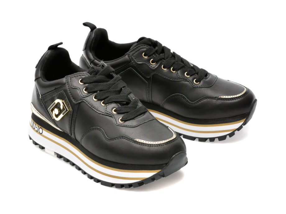 Comandă Încălțăminte Damă, la Reducere  Pantofi sport LIU JO negri, MAXWO01, din piele naturala Branduri de top ✓