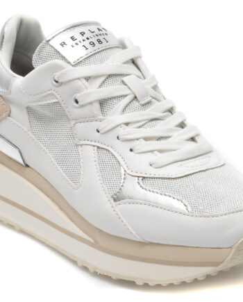 Comandă Încălțăminte Damă, la Reducere  Pantofi sport REPLAY albi, WS4M07S9, din material textil si piele ecologica Branduri de top ✓