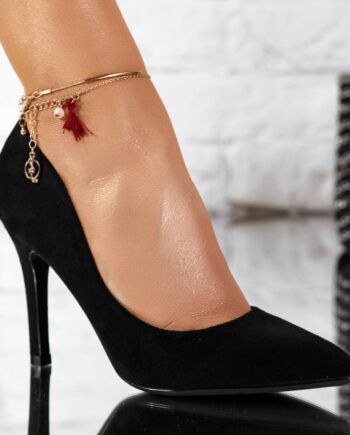 Pantofi Dama cu Toc Vogue Negri #9609