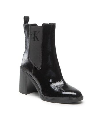Calvin Klein Jeans Botine Block Heel Boot Naplak YW0YW00856 Negru