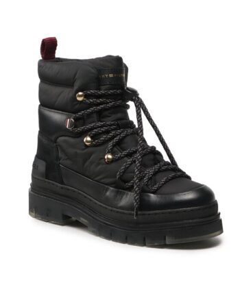 Tommy Hilfiger Botine Laced Outdoor Boot FW0FW06610 Negru