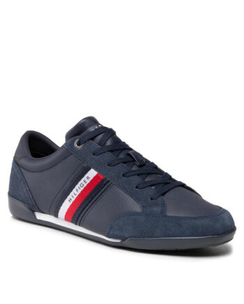 Tommy Hilfiger Sneakers Corporate Material Mix Leather FM0FM03741 Bleumarin