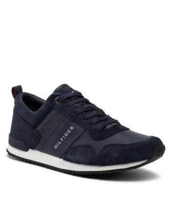 Tommy Hilfiger Sneakers Iconic Leather Suede Mix Runner FM0FM00924 Bleumarin