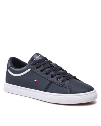 Tommy Hilfiger Sneakers Iconic Leather Vulc Punched FM0FM04166 Bleumarin