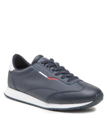 Tommy Hilfiger Sneakers Runner Lo Leather Detail FM0FM04256 Bleumarin