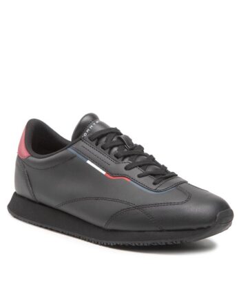 Tommy Hilfiger Sneakers Runner Lo Leather Detail FM0FM04256 Negru