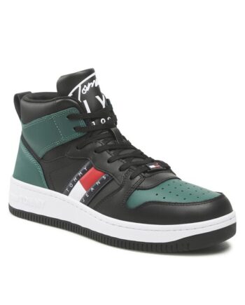 Tommy Jeans Sneakers Leather Mid Cut Basket EM0EM01076 Negru
