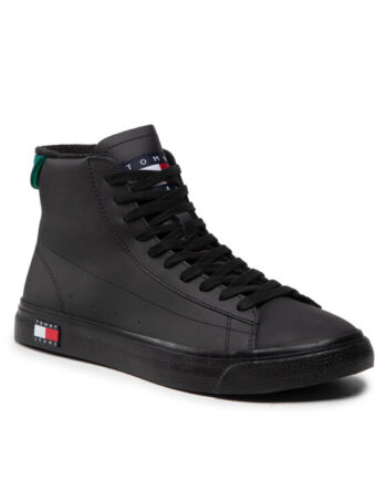 Tommy Jeans Sneakers Mid Leather Vulc EM0EM01067 Negru