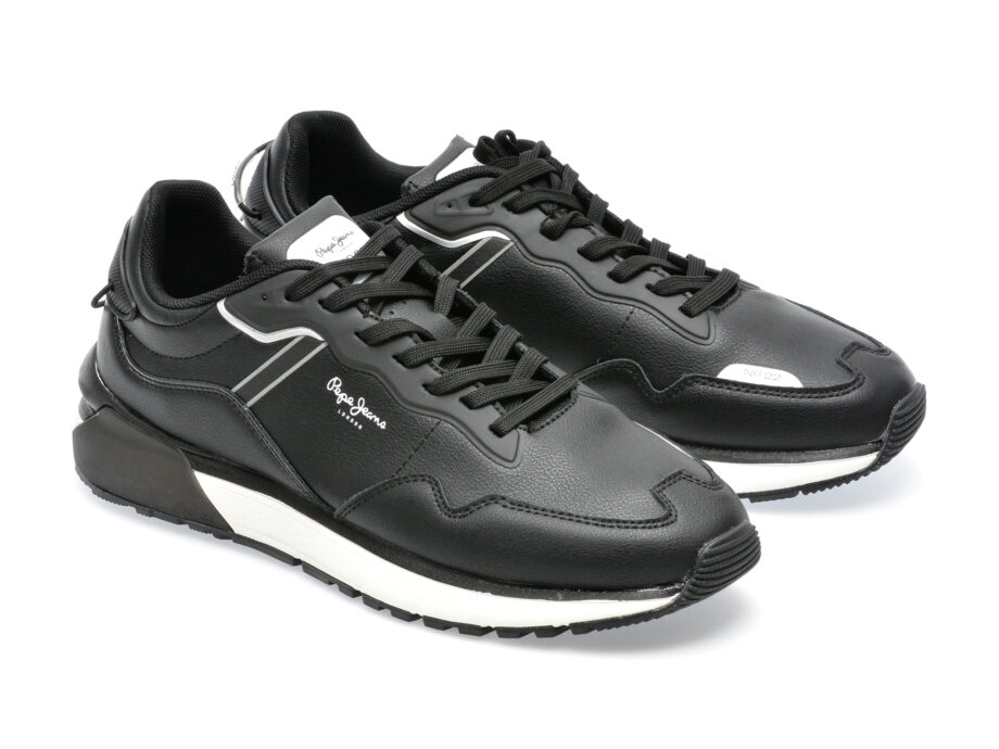 Comandă Încălțăminte Damă, la Reducere  Pantofi sport PEPE JEANS negri, MS30876, din piele naturala Branduri de top ✓