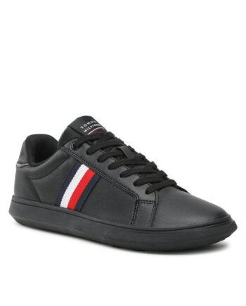 Tommy Hilfiger Sneakers Corporate Leather Cup Stripes FM0FM04732 Negru