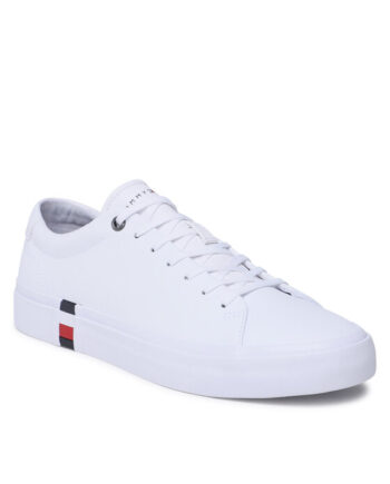 Tommy Hilfiger Sneakers Corporate Leather Detail Vulc FM0FM04589 Alb