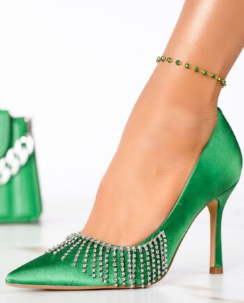 Pantofi Dama cu Toc Sofia Verzi #13292