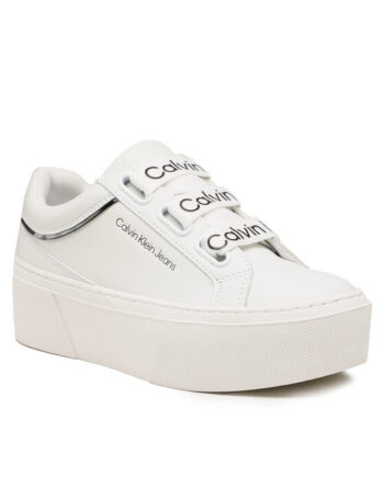 Calvin Klein Jeans Sneakers Flatform+ Low Branded Laces YW0YW00868 Alb