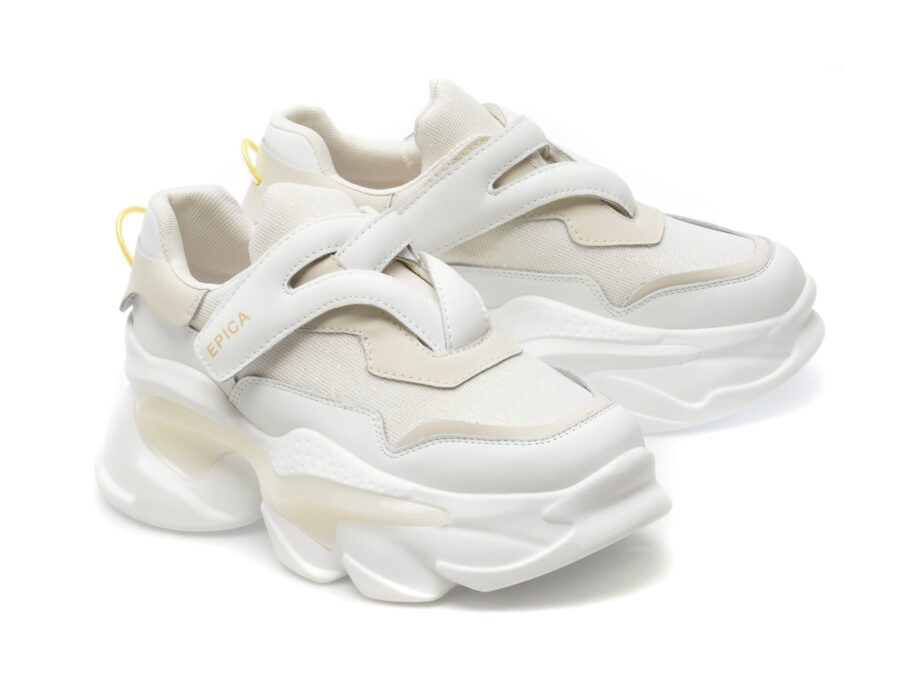Comandă Încălțăminte Damă, la Reducere  Pantofi EPICA albi, 816, din piele naturala si material textil Branduri de top ✓