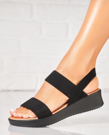 Comandă Încălțăminte Damă, la Reducere  Sandale dama cu platforma Negre din Textil Joxer Branduri de top ✓