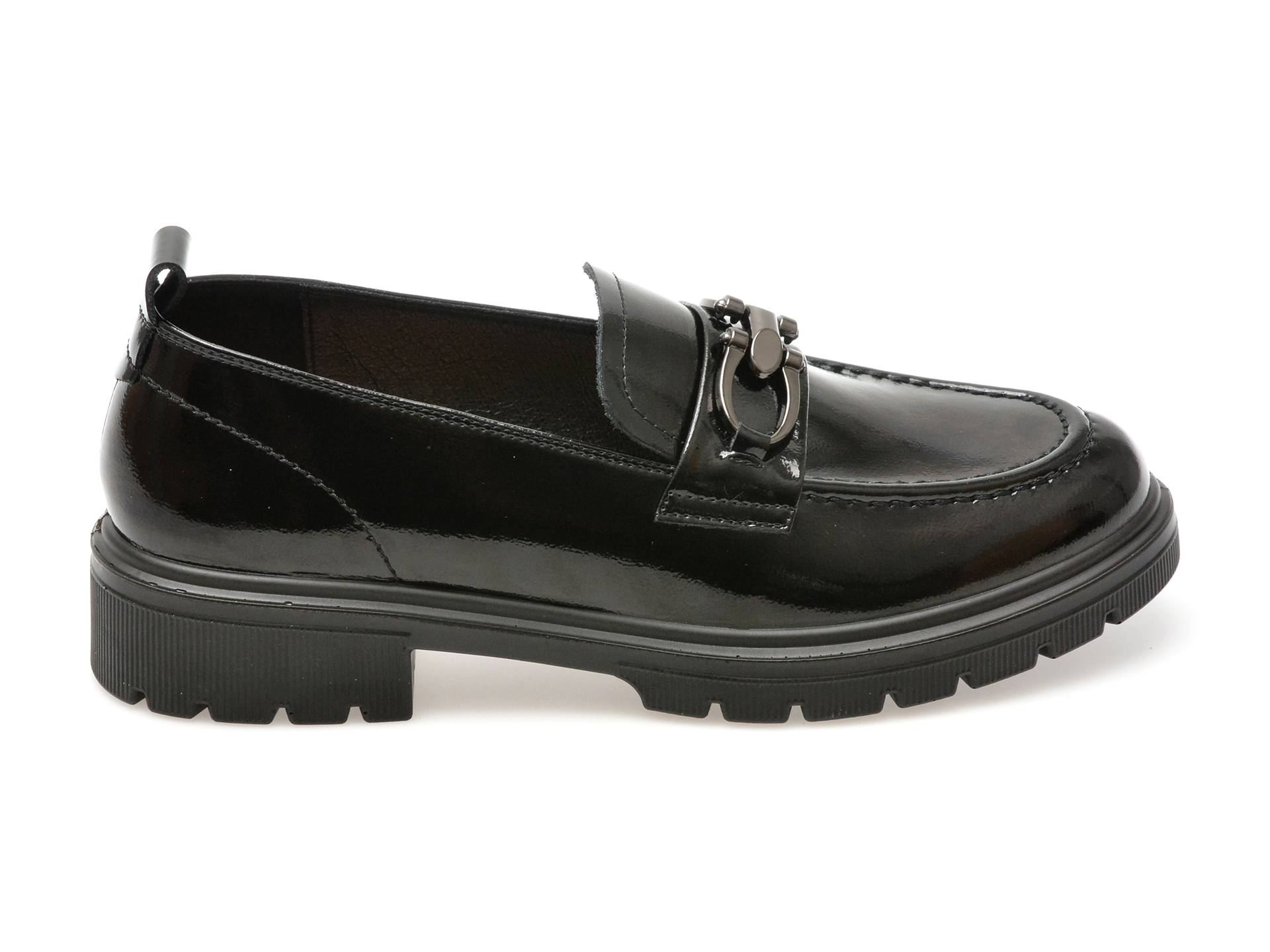Mocasini casual IMAGE negri, 165681, din piele naturala lacuita