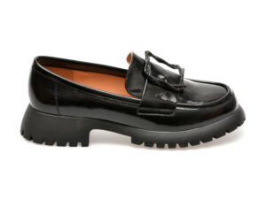 Mocasini casual IMAGE negri, V856C15, din piele naturala lacuita