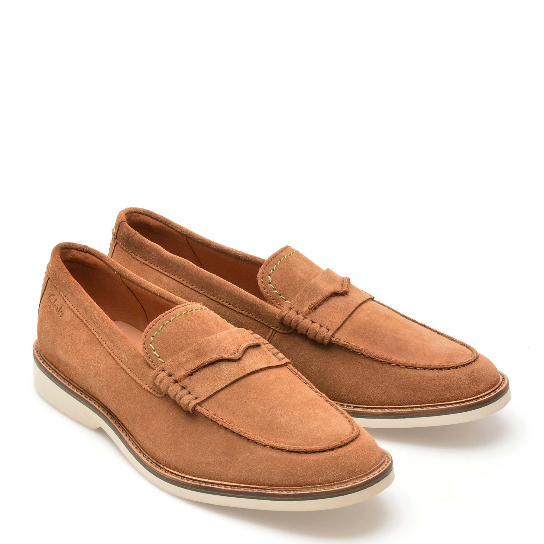 Mocasini CLARKS maro, ATTICUS LT SLIP, din piele intoarsa - imagine 4