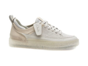 Pantofi casual CLARKS albi, SOMELAC, din nabuc