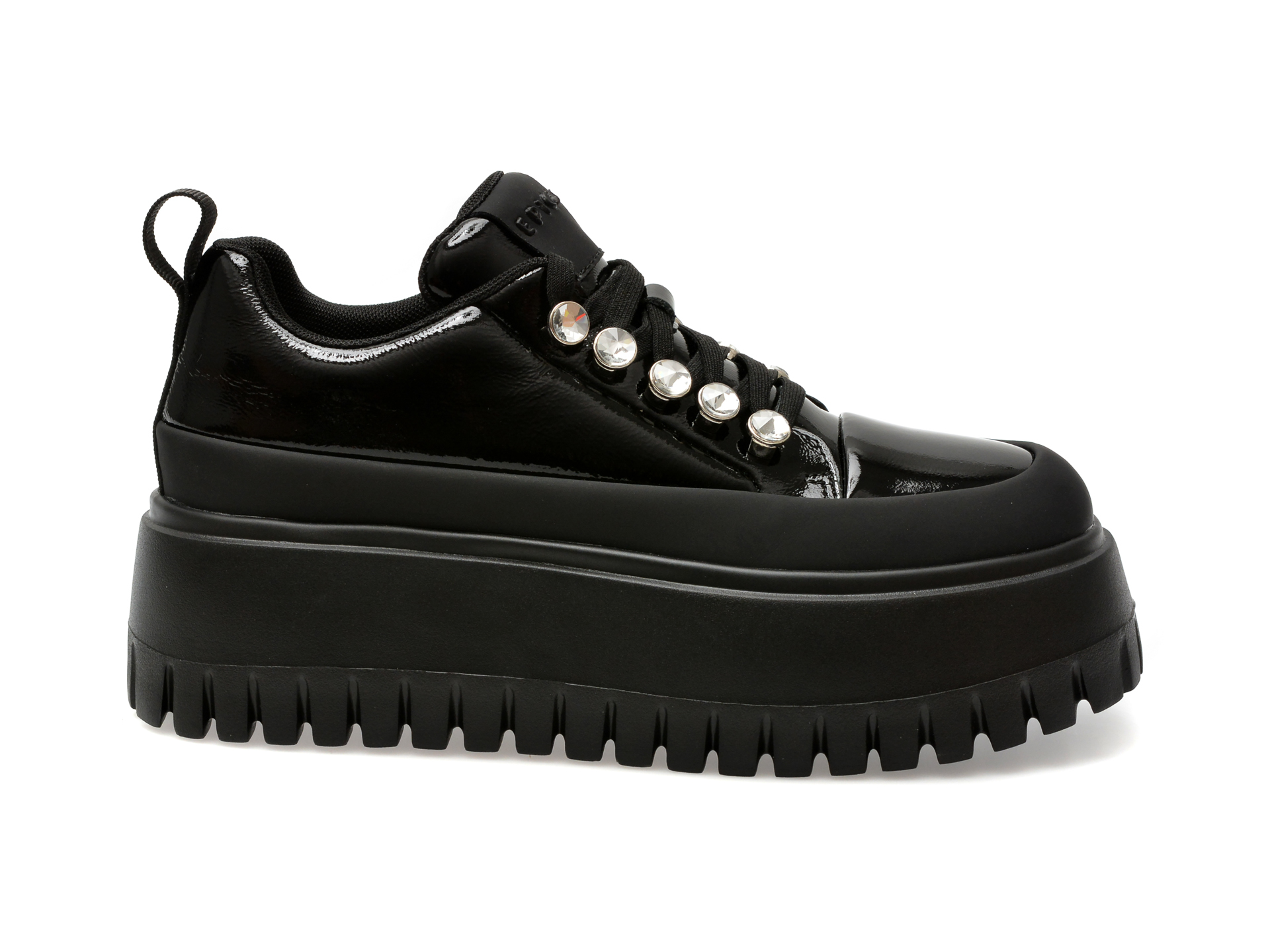 Pantofi casual EPICA negri, 1053, din piele naturala lacuita