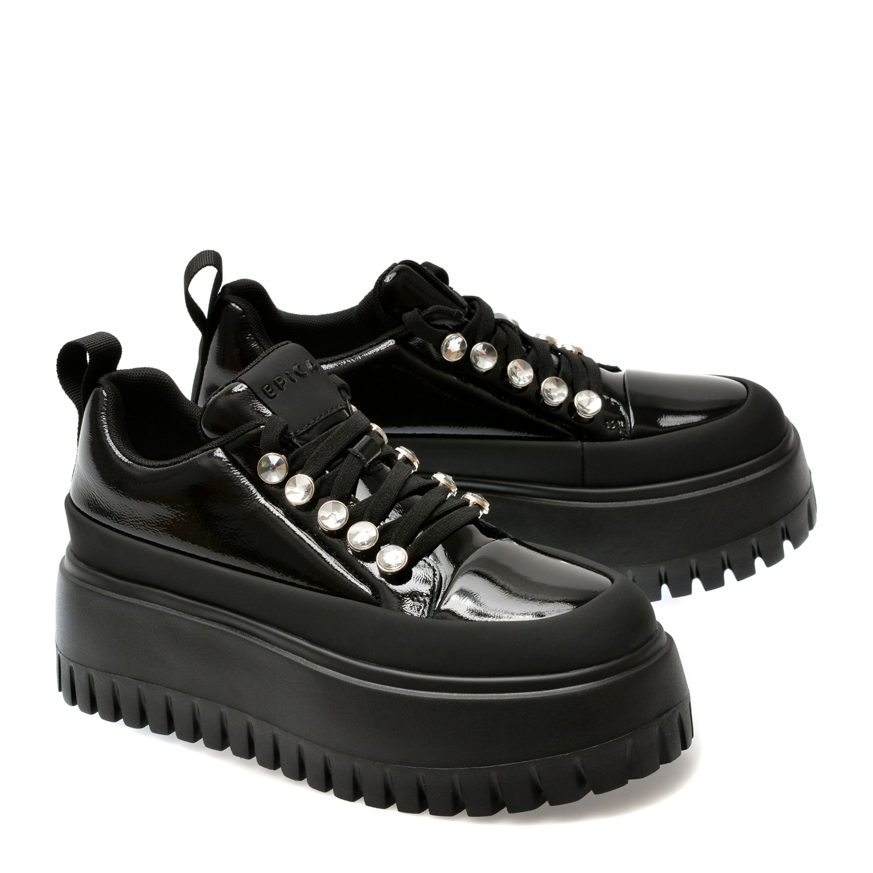 Pantofi casual EPICA negri, 1053, din piele naturala lacuita - imagine 4