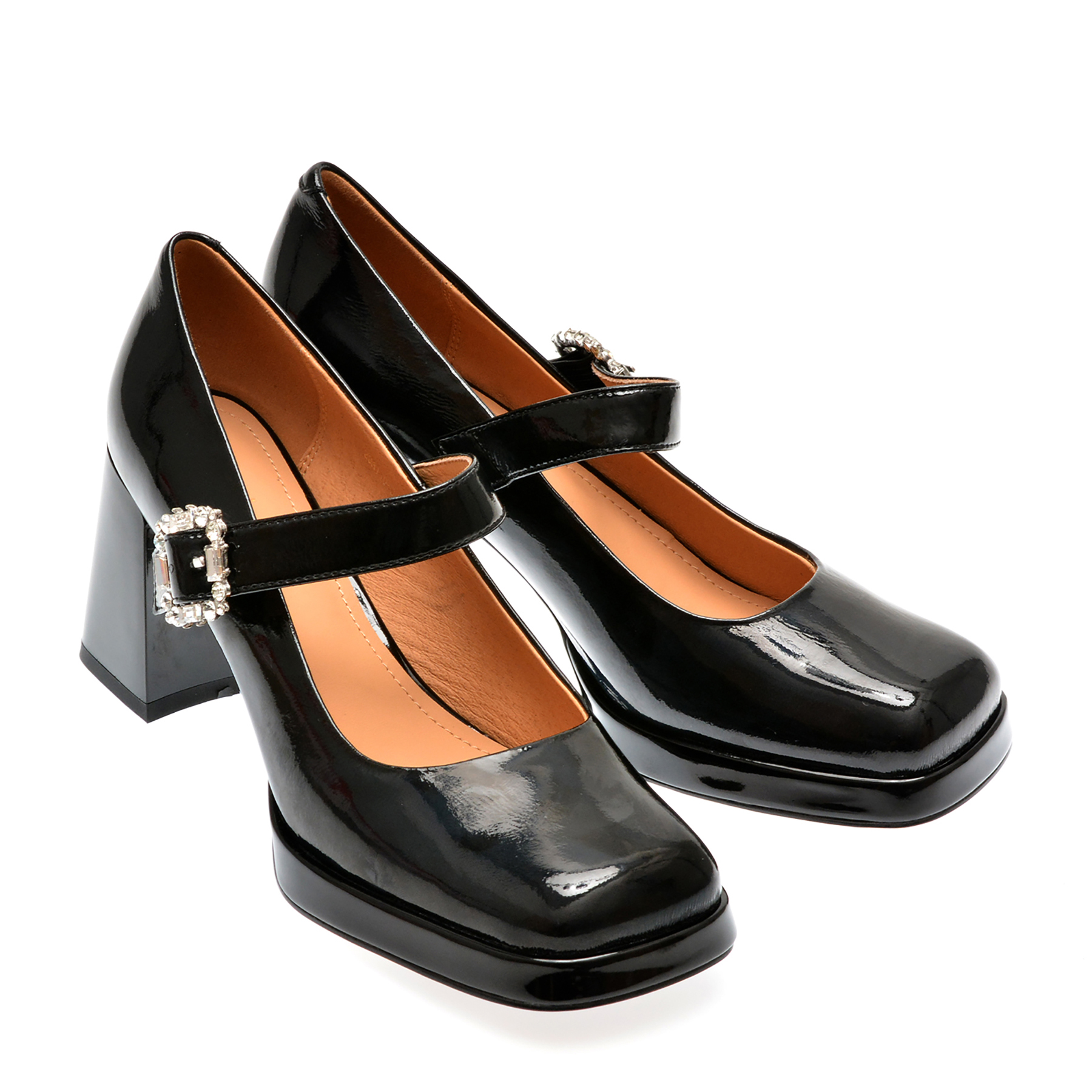 Pantofi casual EPICA negri, 11030D, din piele naturala lacuita - imagine 4