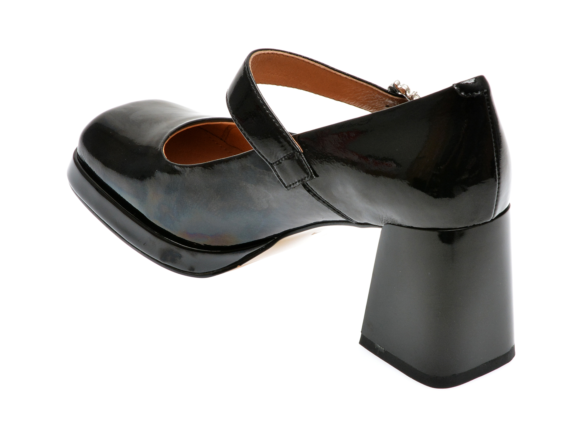 Pantofi casual EPICA negri, 11030D, din piele naturala lacuita - imagine 5